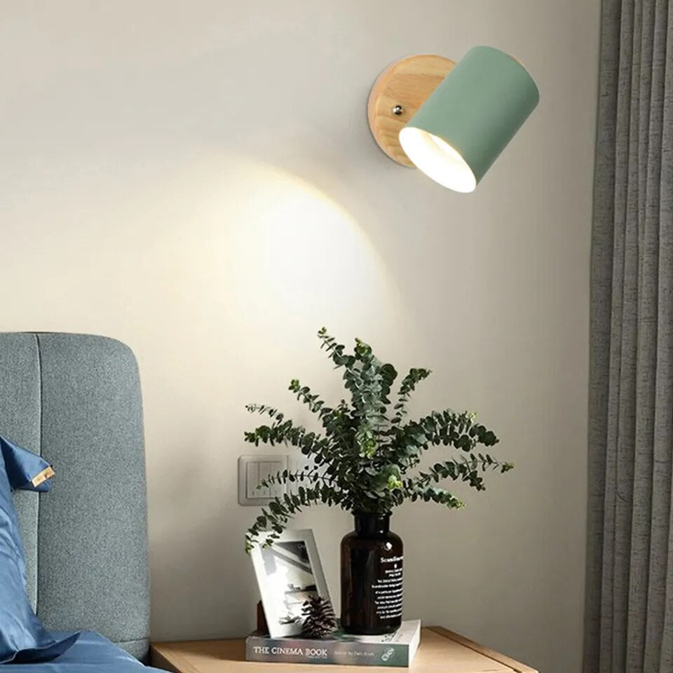 Wooden wall bedside lamp noctivehome.uk