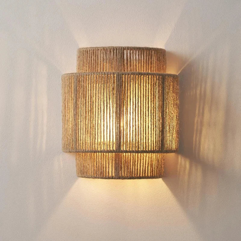 Woven rattan wall bedside lamp - Noctive Home