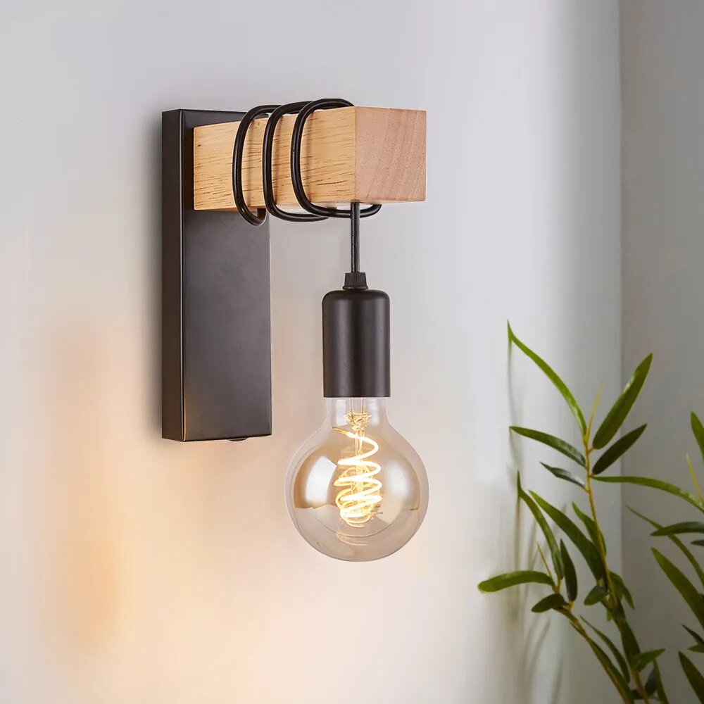 Industrial hanging wall bedside lamp noctivehome.uk