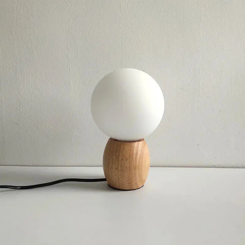 Spherical wooden bedside table lamp noctivehome.uk