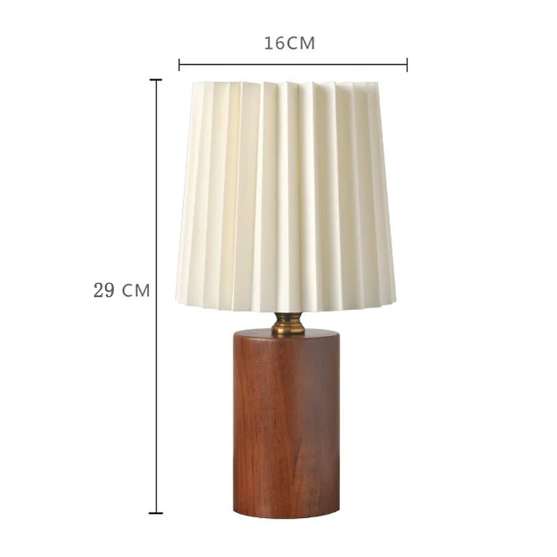 Pleated wooden bedside table lamp - Noctive Home