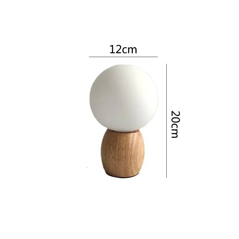 Spherical wooden bedside table lamp noctivehome.uk