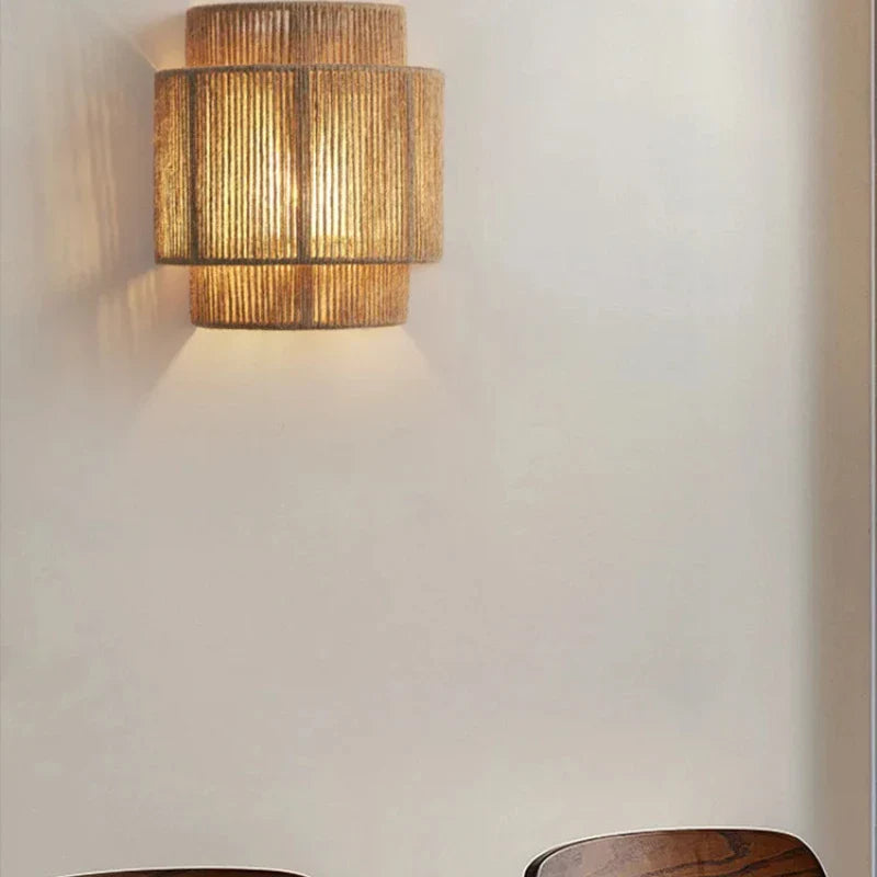 Woven rattan wall bedside lamp - Noctive Home