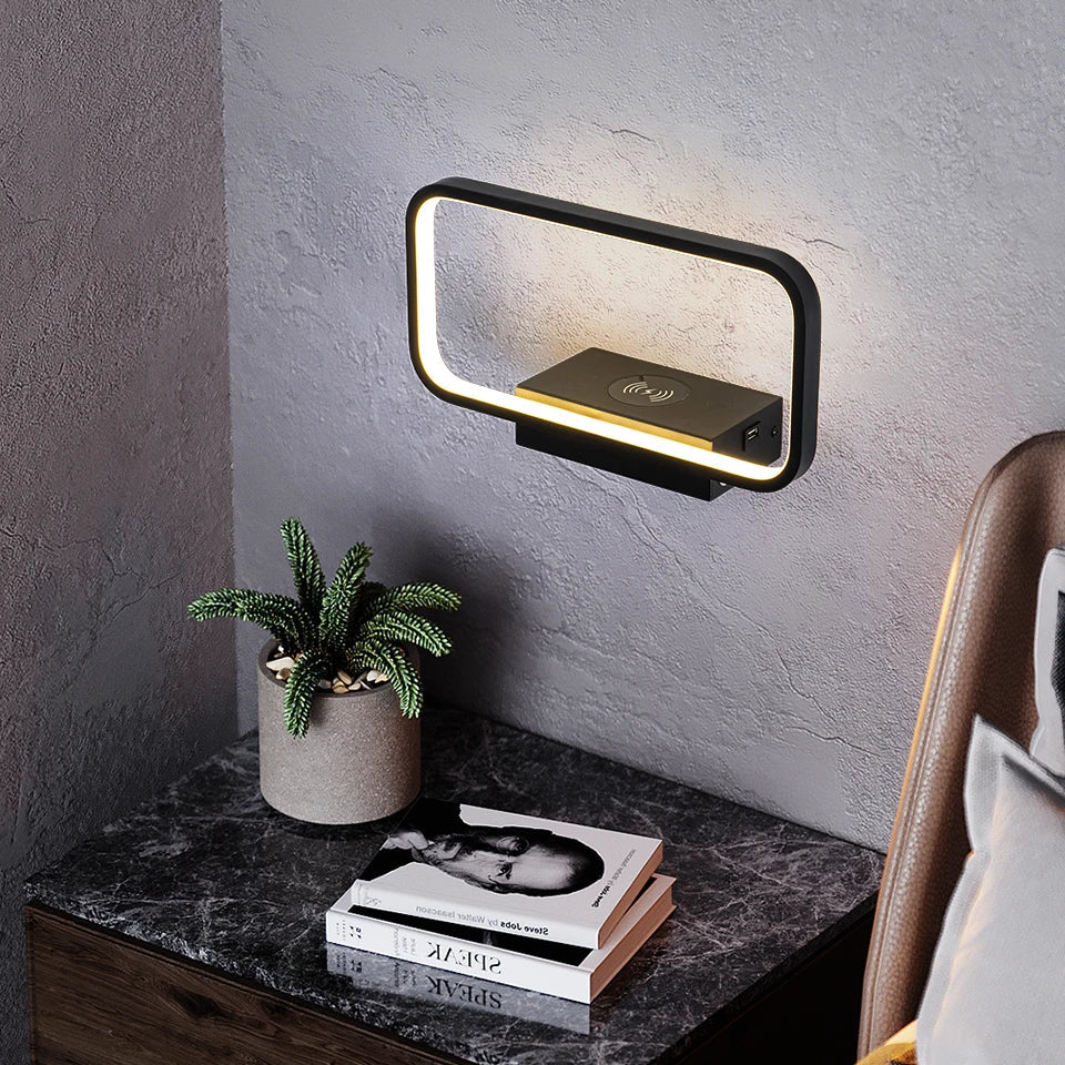 Touch wall bedside lamp with phone charger - Noctive Home